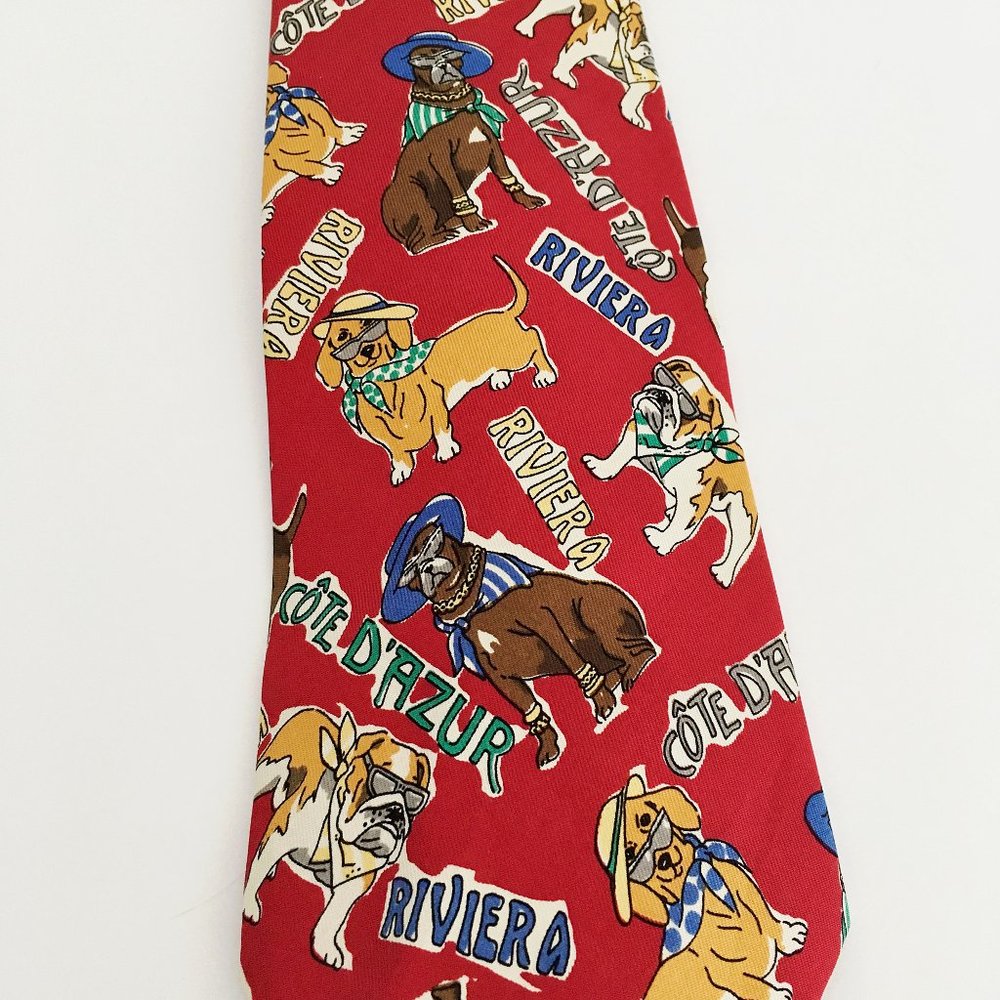 Polo By Ralph Lauren Dog Print Mens Tie - Picture 3 of 5